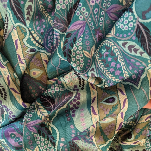 Vintage M.C.S Ltd NY teal abstract paisley dress - Picture 7 of 10